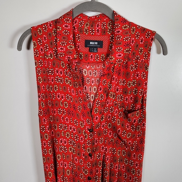 Maeve Anthropologie Red Daisy Midi Shirtdress US 6 - Picture 4 of 15